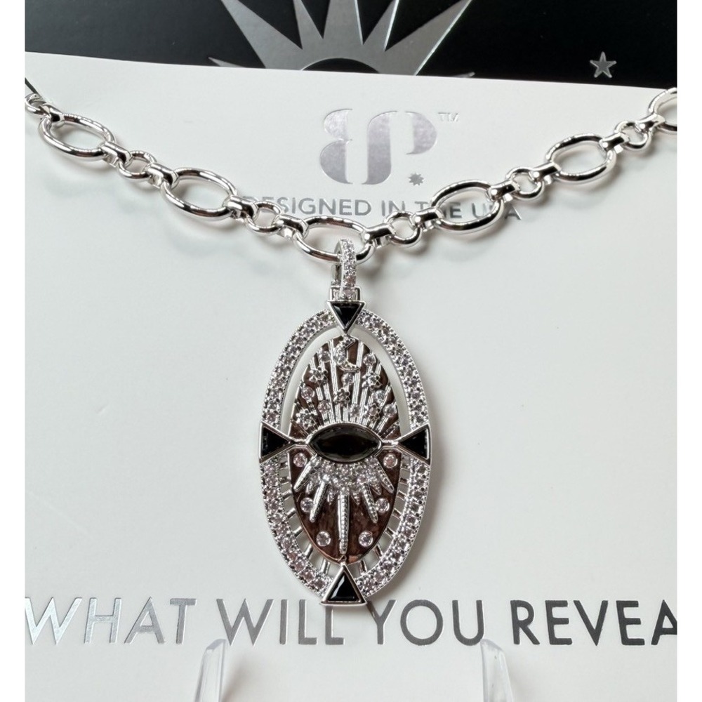 Bomb Party Obsidia NK85463 The Takeover Necklace Black Obsidian Rhodium
